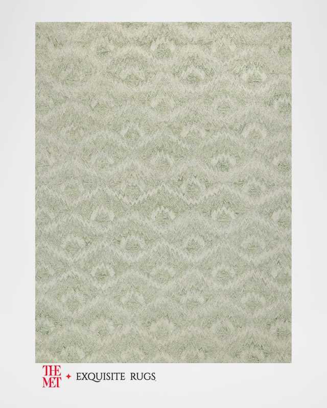 Bargello Hand-Tufted Light Green Rug, 8' x 10'
